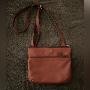Fossil-Brown Leather Crossbody Purse